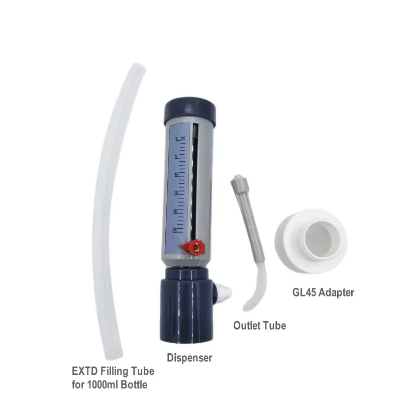실험실 병 상단 디스펜서 경제적인 디스펜서 슬리브 타입 0-25ml 조절 가능 액체 추가기 반자동 액체 디스펜서