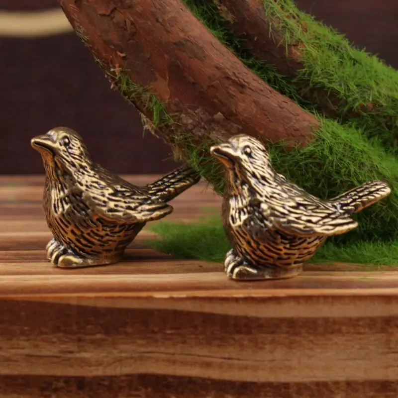 Elegant Brass Sparrow Tea Pet Intricately Detailed Solid Brass Bird Figurine Versatile Indoor/Outdoor Decor Piece Teal Decor