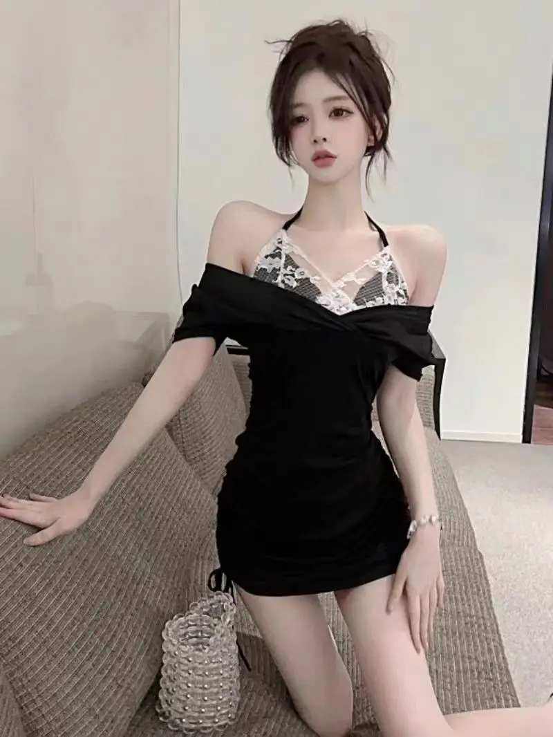 Vestidos de manga curta feminino de festa inverno tweed malha gola em camadas faixas recepção aniversário elite escritório clássico chique