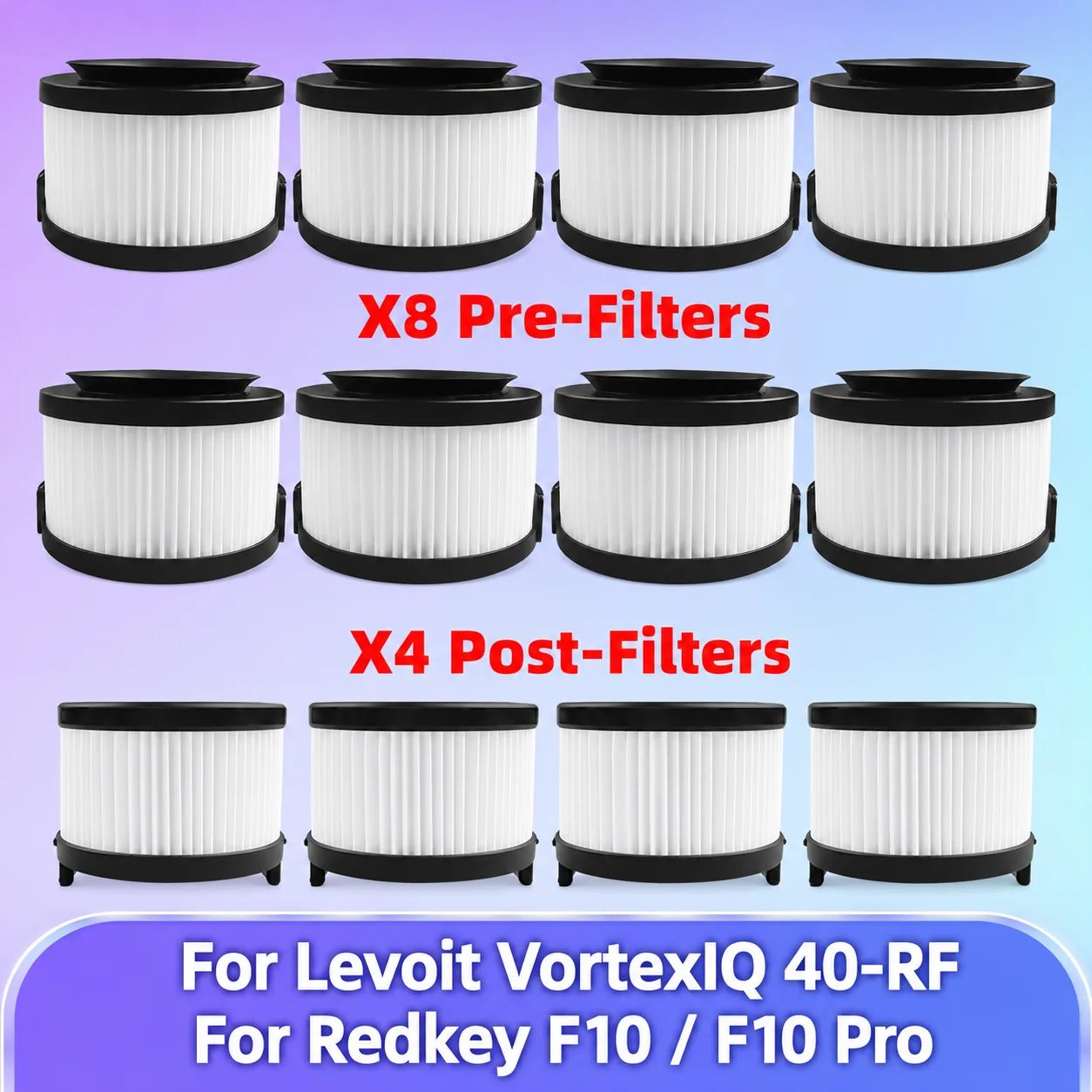 Kompatibel mit ( Redkey F10 / F10 Pro, Levoit VortexIQ 40-RF ) Staubsaugerteile Vorfilter Hauptfilter Nachfilter HEPA Ersatzteile
