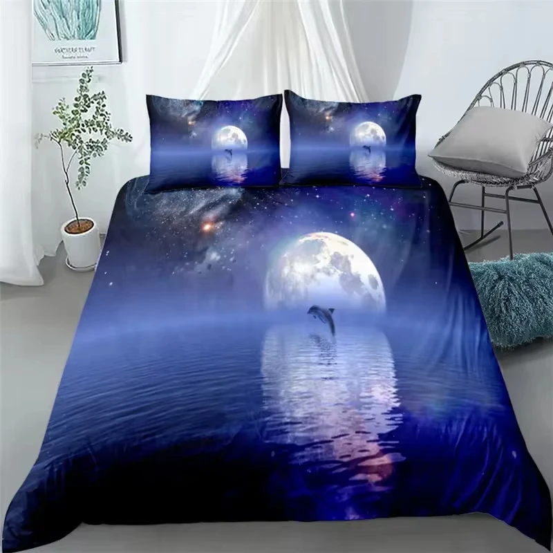 Sunset Dolphins 3D Bedding Set Single Twin Double Queen King Cal King Size Bed Linen Set