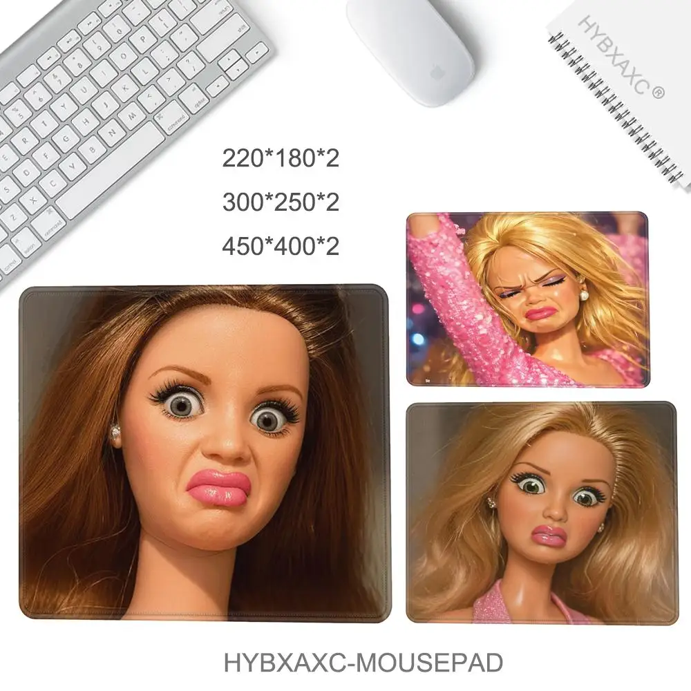 Cute Funny Doll Face Mouse Pad 40X45 Computer Accessories Office Game Table Mats Rubber Anti-slip Mousepads Small XS Desk Pads