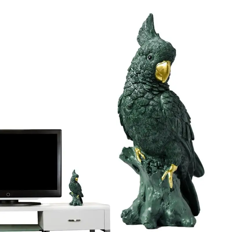 Parrot Statue Home Decor Cockatoo Sculpture Bird Figurines Collectibles Realistic Resin Hand Painted Light Luxury Style Statues