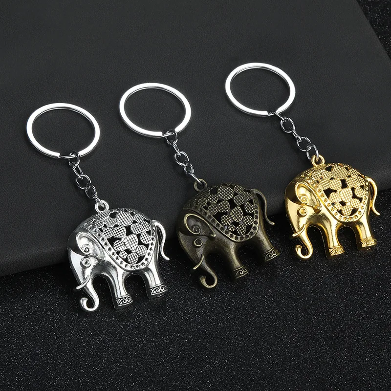 

New Retro Cartoon Lucky Elephant Keychains For Men And Women Car Bags Travel Souvenirs Key Ring Gift Wholesale