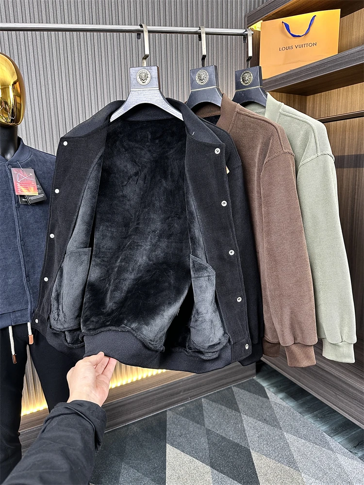 

Thiened осень-зима мужская куртка с бейсбольным воротником индивидуальное европейское хлопковое бархатное пальто Faion Urban Sle Long Sve Coat