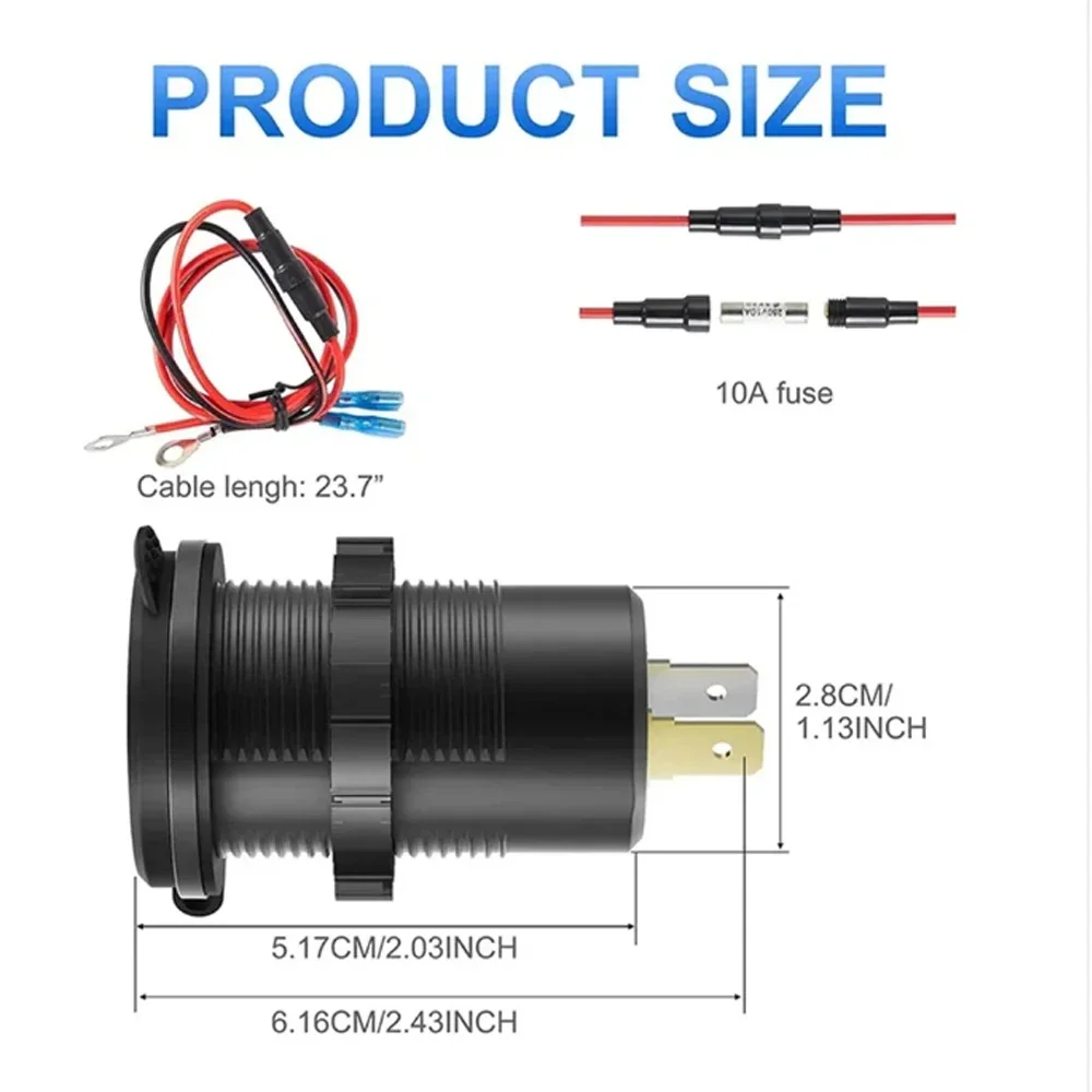 83 واط ماكس مقبس شاحن الهاتف 45 واط PD + QC3.0 شحن سريع 22.5 واط المزدوج USB + نوع C منفذ 3 منافذ محول الطاقة مقاوم للماء 12 فولت-24 فولت
