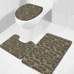 Tappeto da bagno antiscivolo da 3 pezzi, tappetino da toilette, tappetino da bagno assorbente in microfibra morbida, tutto fondo terra Camo lavabile in lavatrice