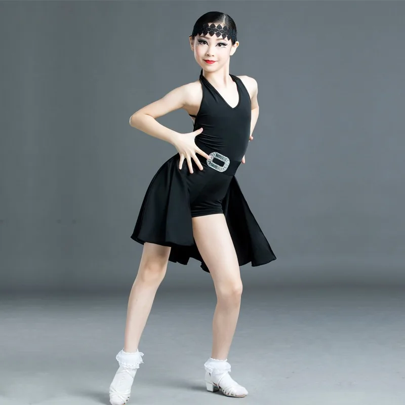 Girls Latin Dance Competition Costume Kids Backless Professional Standard Exam Practice Performance Outfit Stage Performance Zym view 3