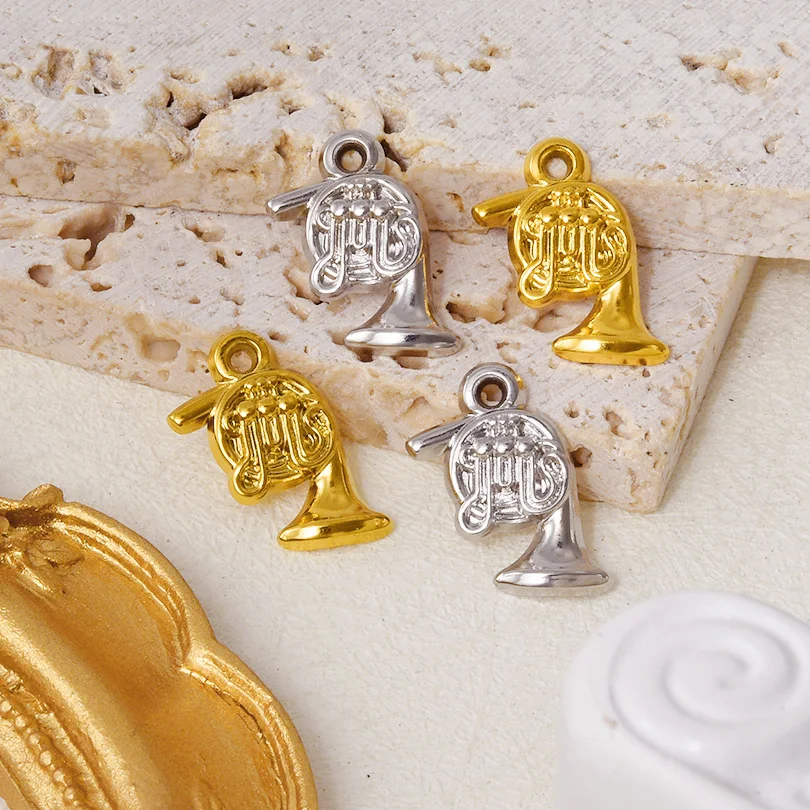 جديد 10 قطع الفولاذ المقاوم للصدأ الغيتار القرن الفرنسي ملاحظات على شكل المعلقات سحر DIY مجوهرات بمناسبة اكسسوارات ل قلادة أقراط