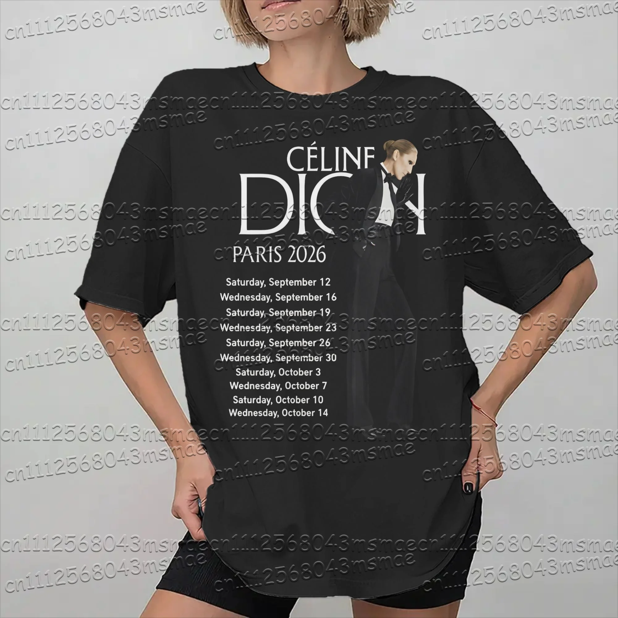 Celines Dions Paris 2026 Tour Merch Men's and Women's Summer Casual Pattern T-shirt New Top Fan Street Dress T-shirt