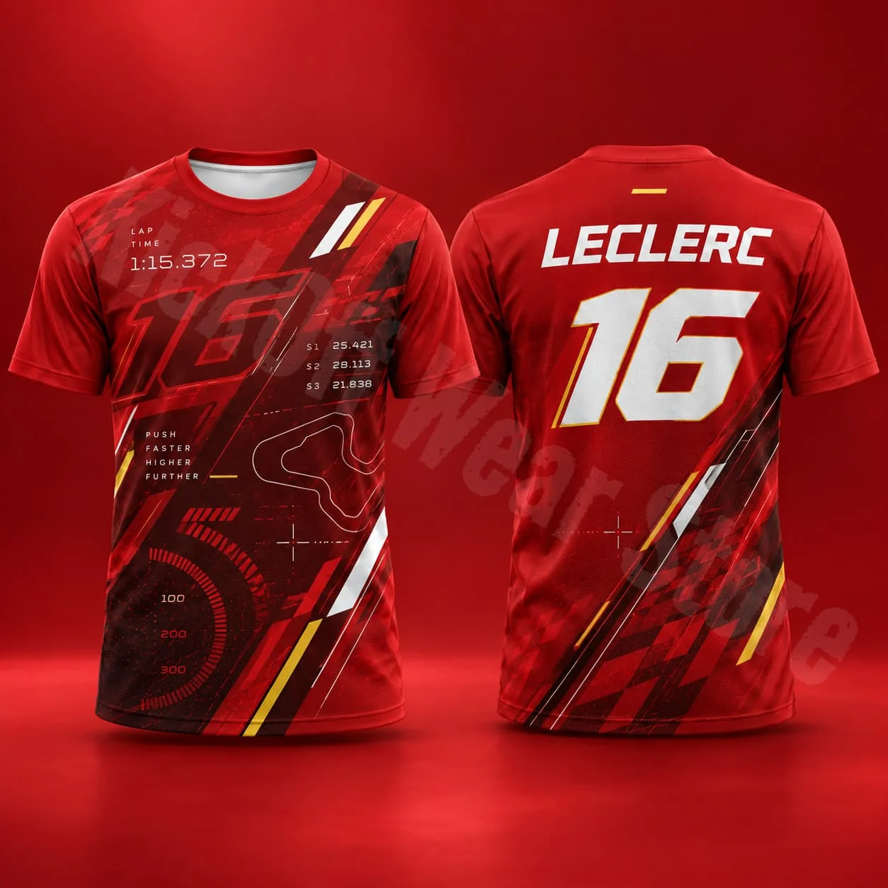 Leclerc 16 Herren-T-Shirt, Sommer-Rennsport-Grafik-T-Shirt, Speed-Style, lässige Streetwear, Motorsport-Fan-Shirt, Unisex, Herren, Damen, Geschenk – Detail 8
