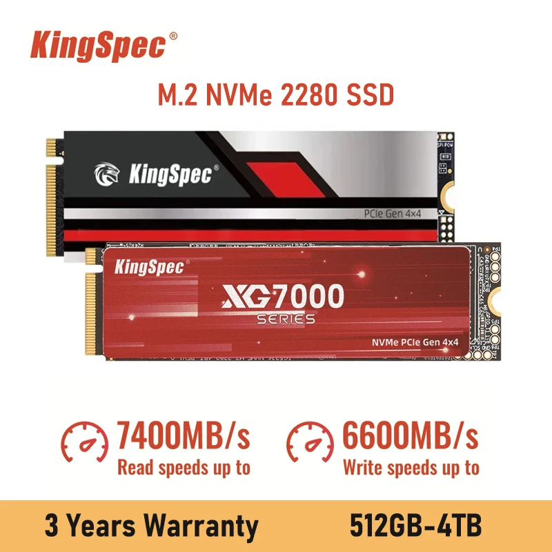 

Kingspec 7400MB/s SSD NVMe M.2 4TB 2TB 1TB 512GB Internal Solid State Hard Disk M2 PCIe 4.0x4 2280 SSD Drive For PS5 Laptop PC