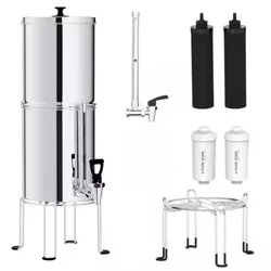 Custom 10L 2.25G Outdoor Camping Drinking Water Purifier Visual Water Level Stainless Steel Gravity Activate Water Filter Bucket
