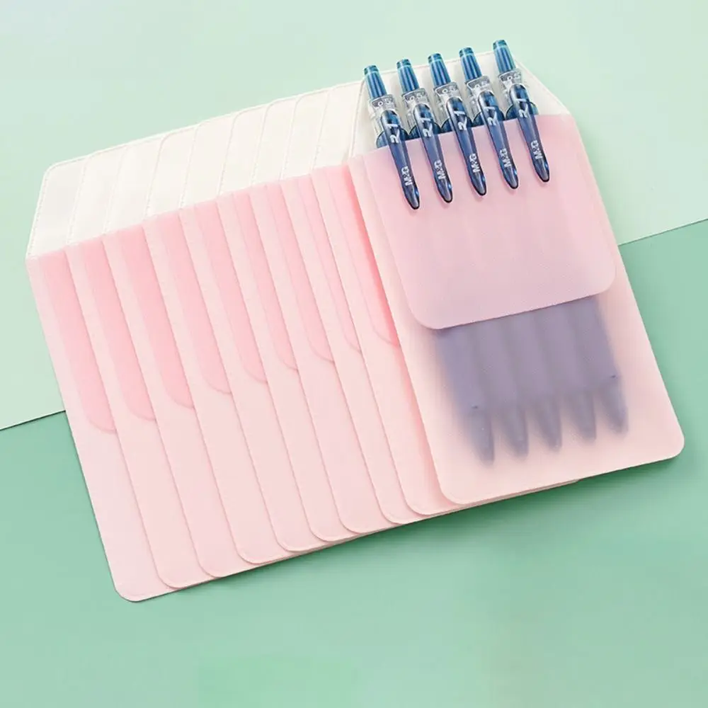 10 Buah/Set Casing Pelindung Tahan Tinta Saku Pena Perawat Anti Bocor Kotak Pensil PVC Tas Pena Multiwarna Kantong Sisipan Pena