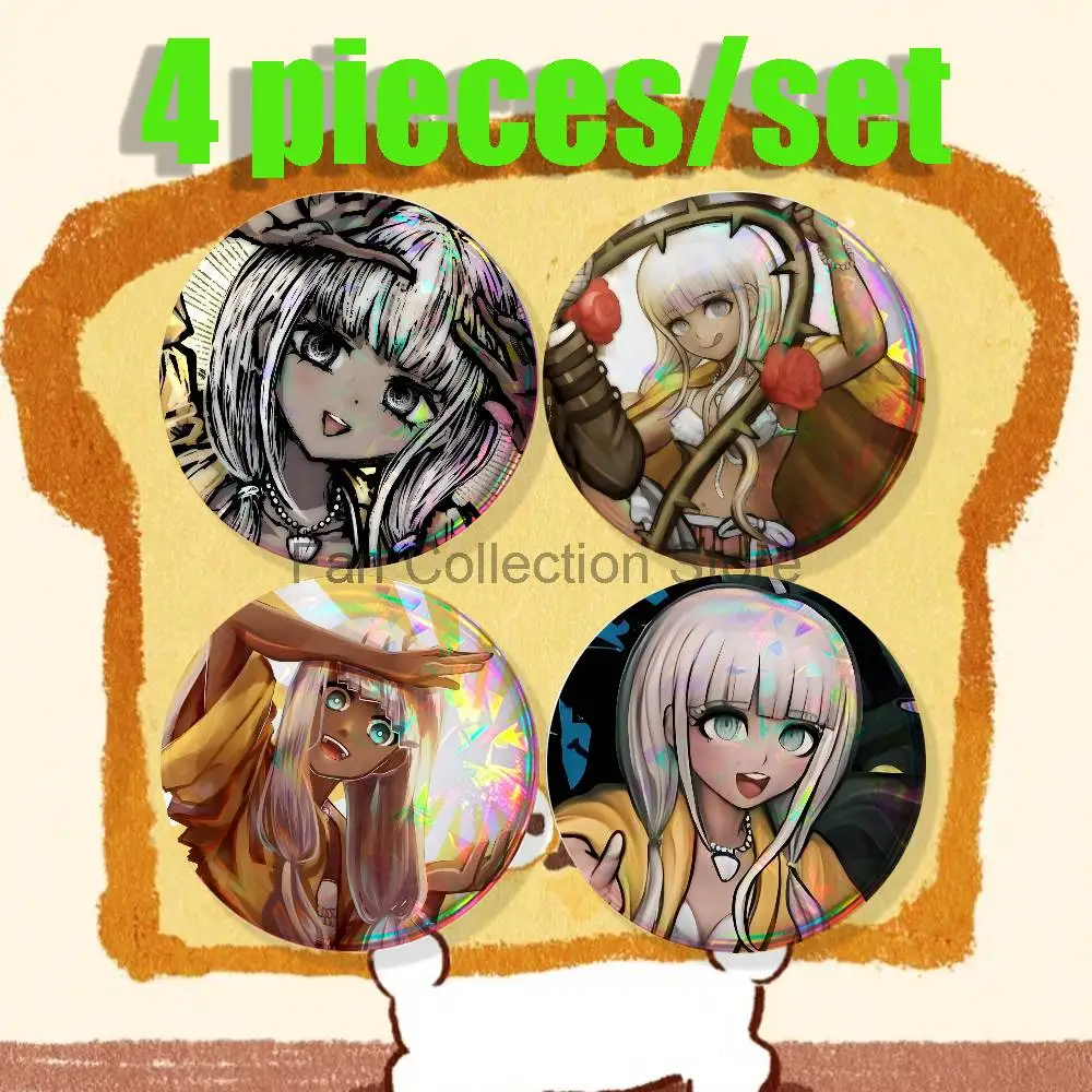 Angie Yonaga D-Danganronpa Brooches For Backpack Accessories 25,32,44,58,75mm Round Enamel Pins 4-piece Set Cartoon Anime Badge