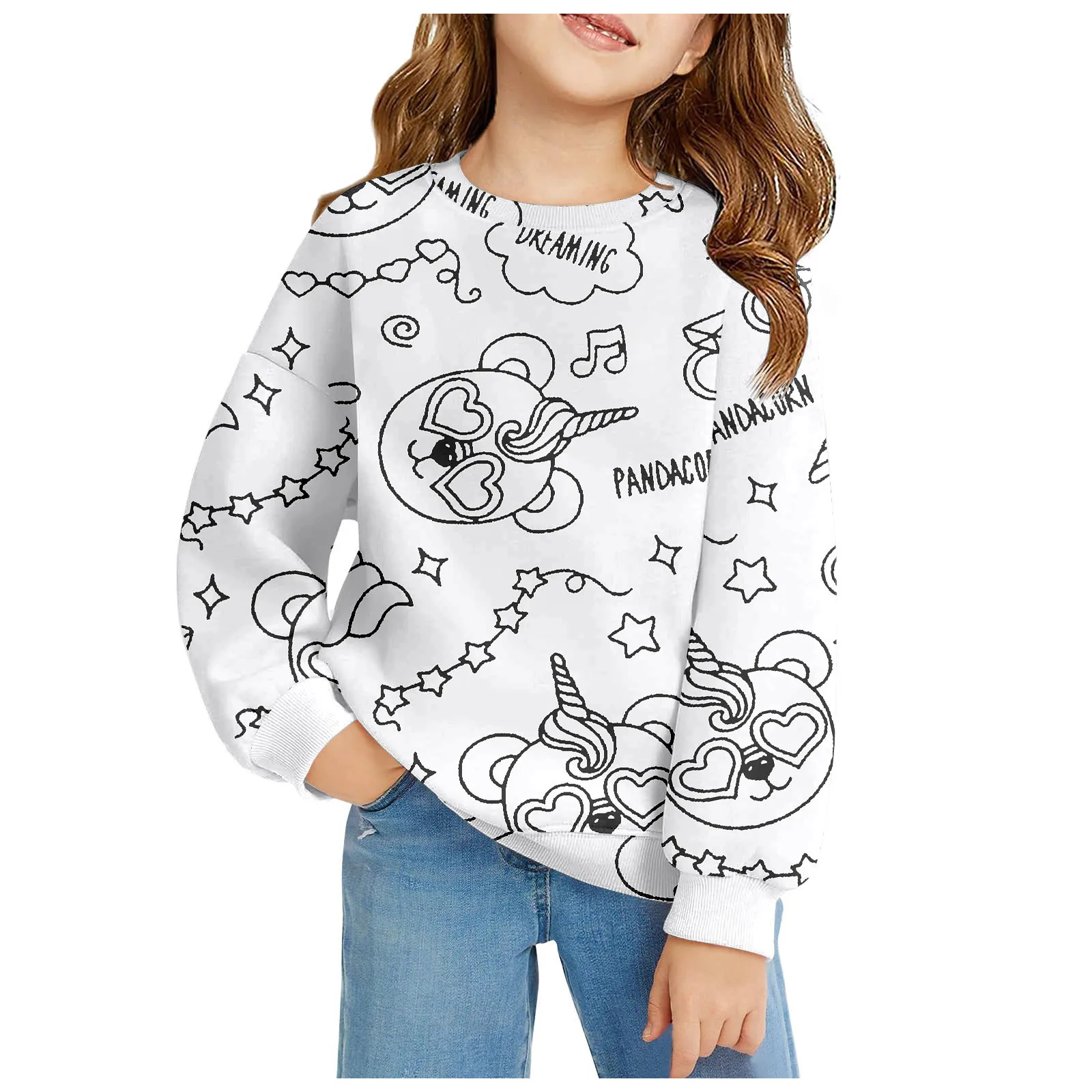 

DIY Pullover Kids Sketch Colorful Sweatshirt Children Art Color Your Own Tops Handicraft Toys DIY Kid Crafts For Kids Boys Girls