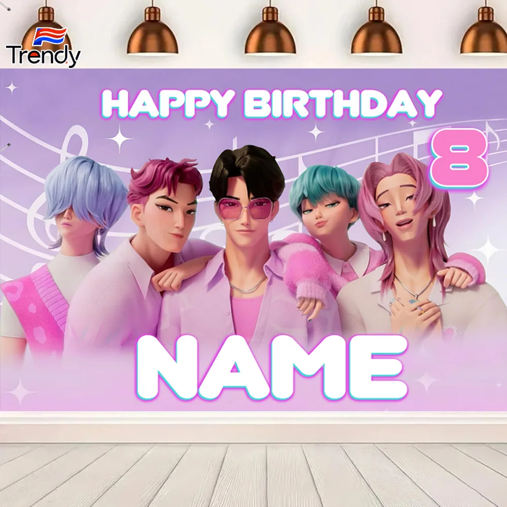 

Kpop Saja Boys Custom Birthday Backdrop Banner Flag Outdoor Banners Personalized Name Birthday Banner Kids Party Decorations