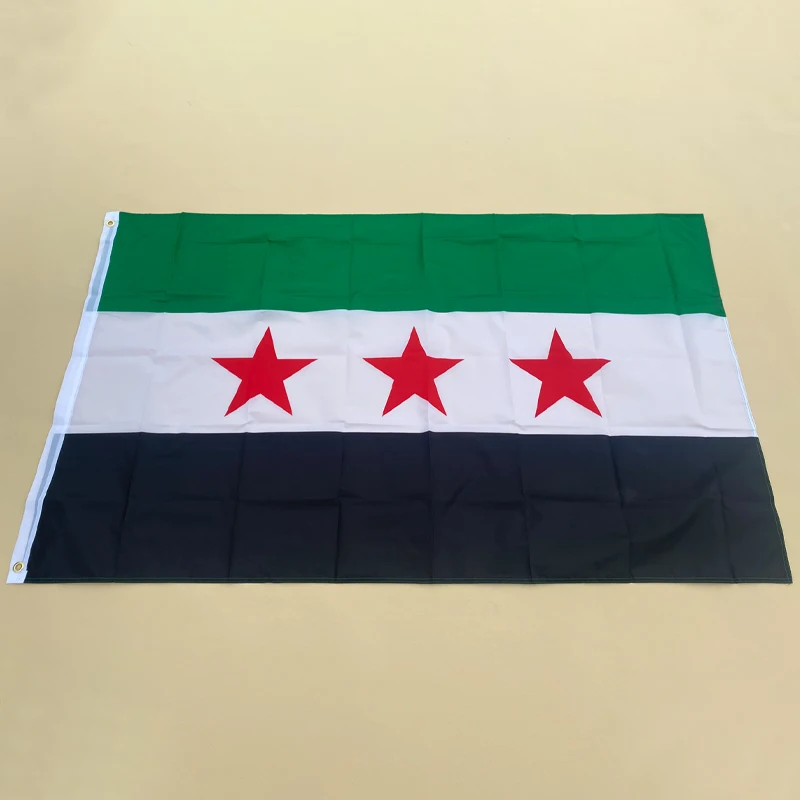 EOODLOVE Syrian National Flag 90 * 150 cm Syrian Arab Republic Syrian Three Star Flag Hanging Home and Outdoor Decoration Flag