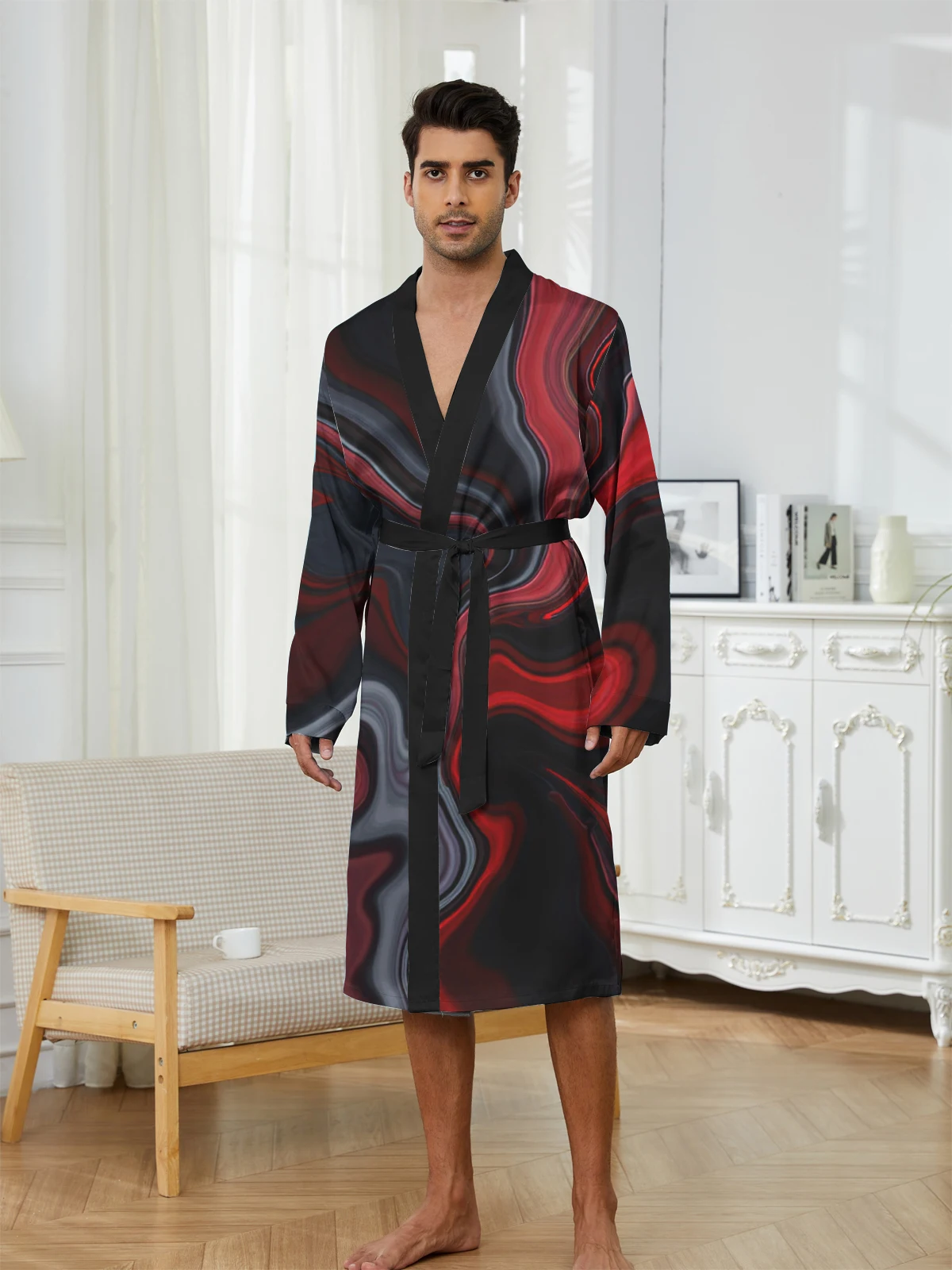 1pcs Men's Robes 2026 Spring/Summer Funny pajamas Breathable Robes sleepwear Bathrobe men Bathrobe 3D Printed Graphic