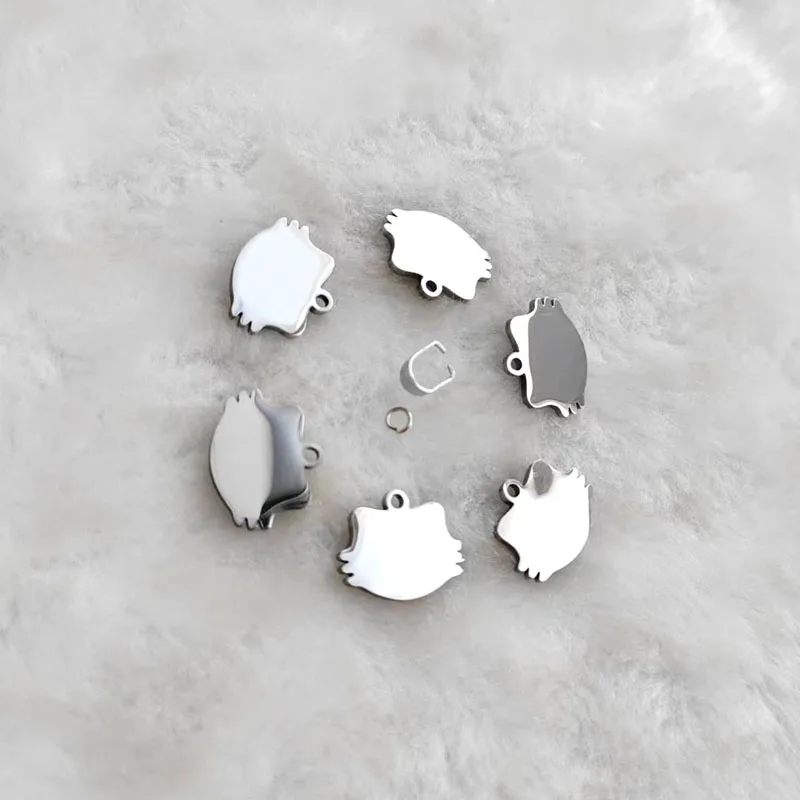 Wholesale 10pc/lot DIY Cute Cat Head Stainless Steel Animal Kitten Charms Pendant For Kids Making Jewelry Customized Items