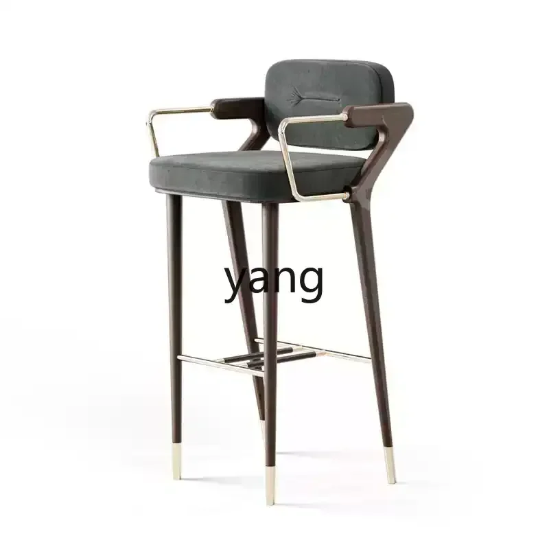 LTT high-end light luxury solid wood bar chair sales office hotel high bar chair high stool bar chair