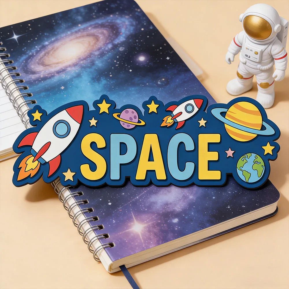 Custom Galaxy Exploration Rocket Name Plaque for Toddler Boy Bedroom Unique Space Themed Wooden Door Hanger Gift