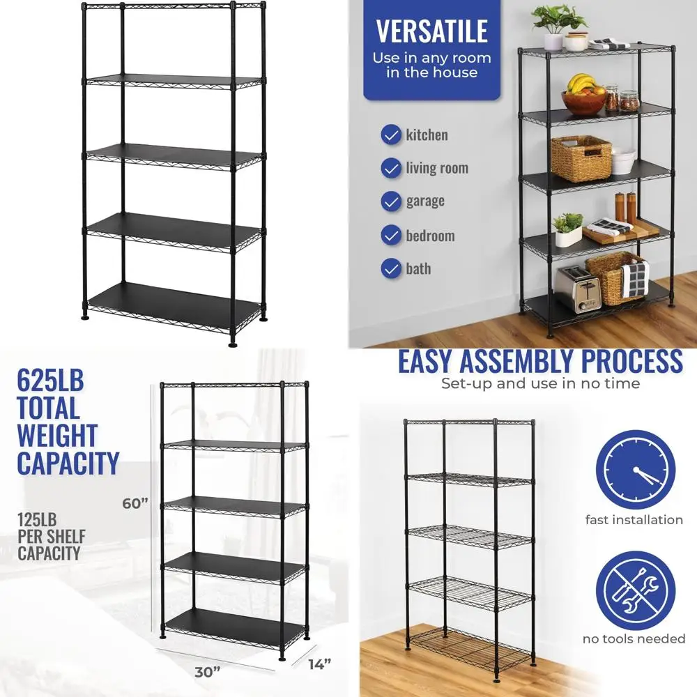 

NSF Certified Heavy-Duty Zinc Steel Wire Storage Shelves - Adjustable Feet, Ideal for Garage, Bakers, Kitchen Use