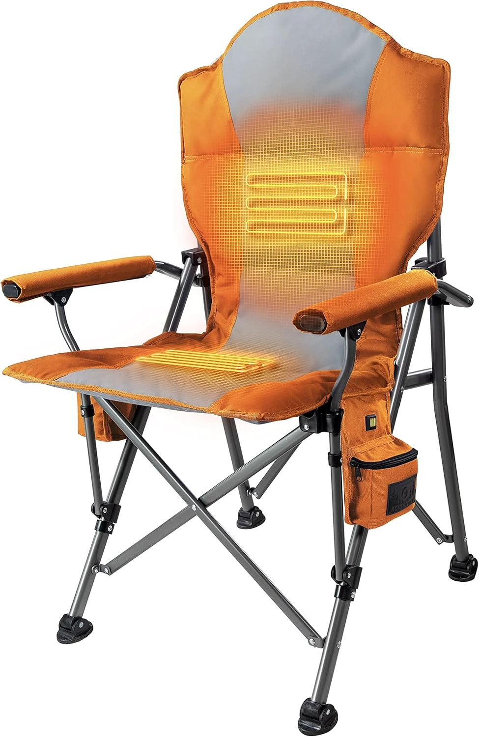 Terrain Portable Heated Camping Chair - Outdoor Folding Chair with Heated Filling - Winter Camping Essential - 3 He (Sunrise)