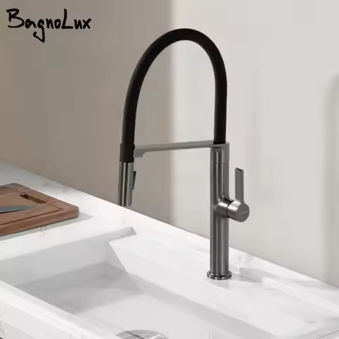 Black Kitchen Faucet Pull Down Sprayer Rubber Mixer Deck Mounted 2 Ways Sprayer Head Taps Hot And Cold Water faucet