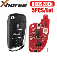 Xhorse XKDS20EN llave remota de cable de segunda generación para estilo DS 3 botones 5 unids/lote compatible con programación inalámbrica