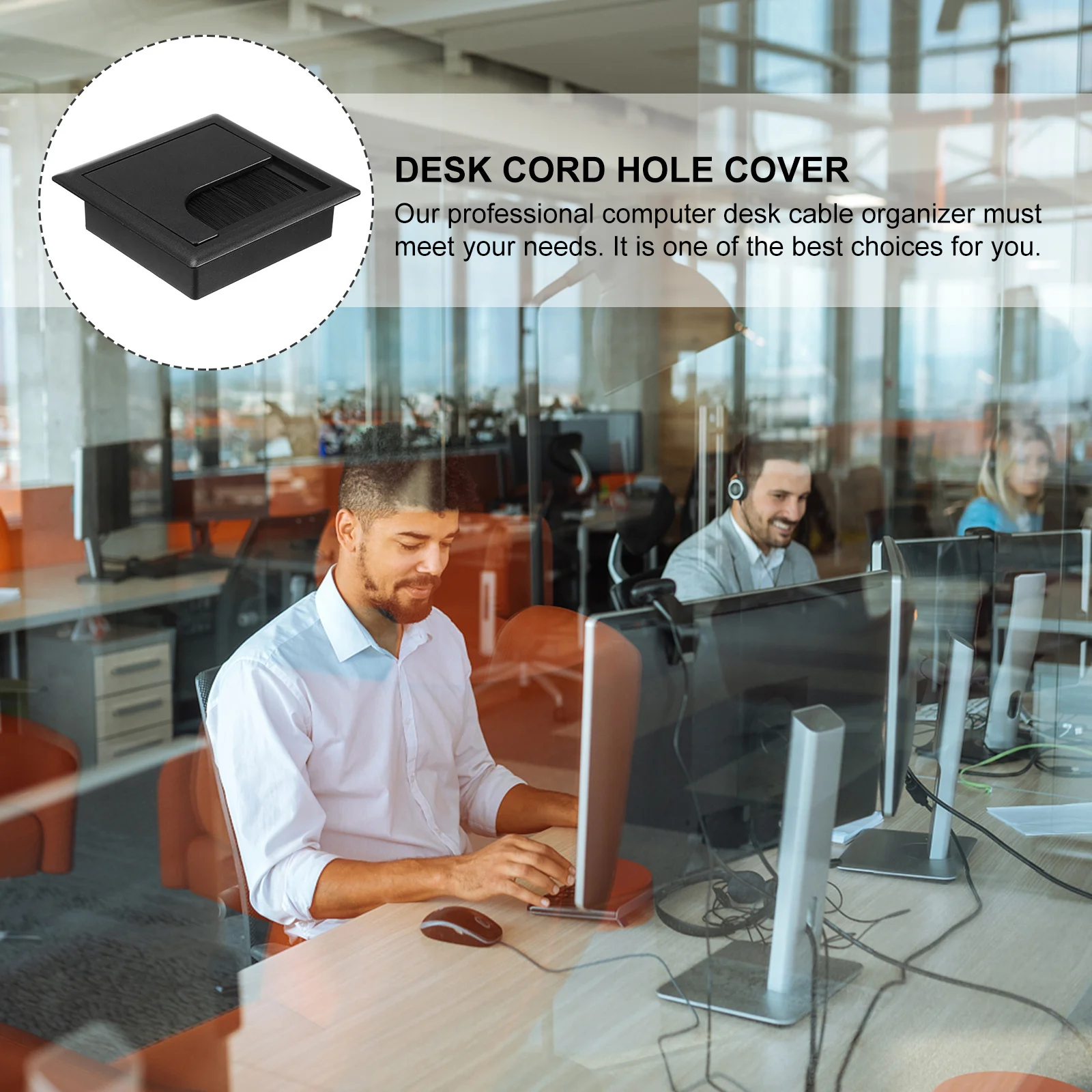 4개입 컴퓨터 책상 케이블 홀 커버 정리함 내구성 있는 와이어 보관함 매끄러운 가장자리 책상 코드 관리용 쉽게 열림