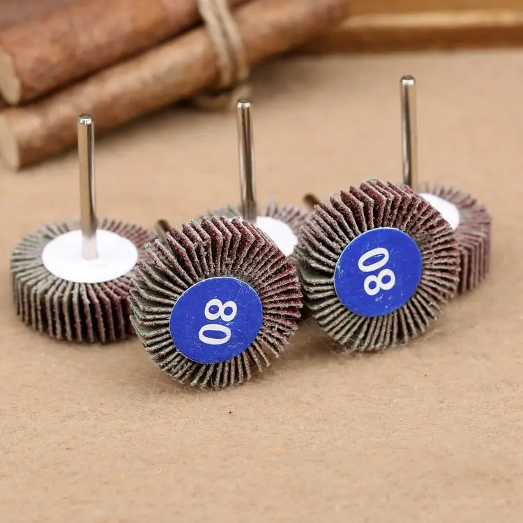 5Pcs 80#Grit Sanding Disc Sandpaper Flap Wheel Set Handle Shutter Polishing Head Mandrel Buffing Rotary Tools Dremel Accessories
