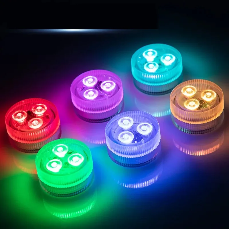 Luzes subaquáticas RGB submersíveis, alimentado por bateria, noite de piscina, decoração de lâmpada atmosférica, festa de casamento, IP68 impermeável