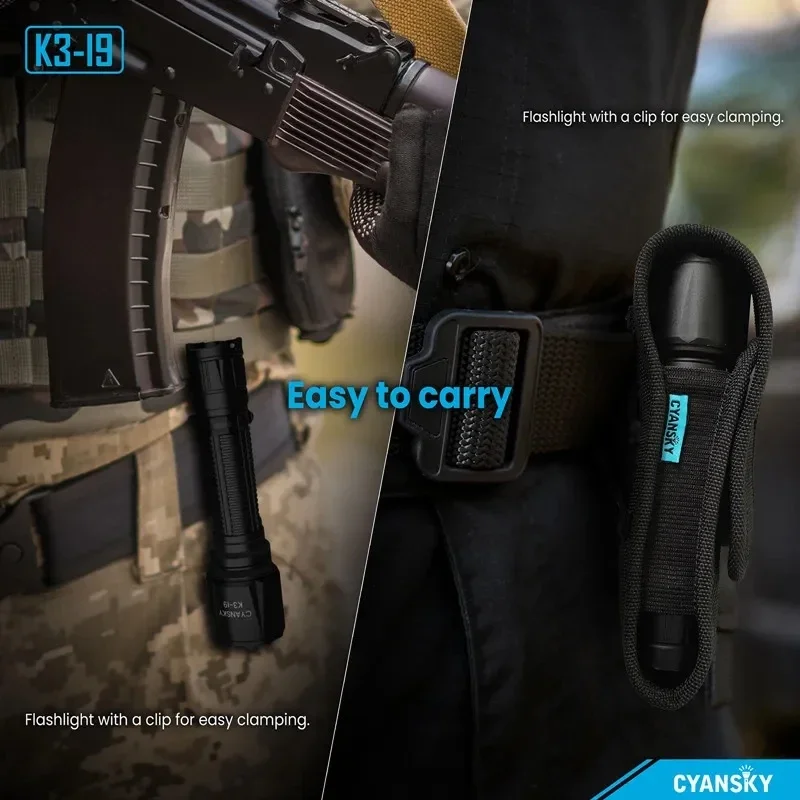 Cyansky K3-I9 Infrare Tactical Flashlight LED Long-Range Powerful 5000mAh for Action Police Law Enforcement Hunting and Shooting