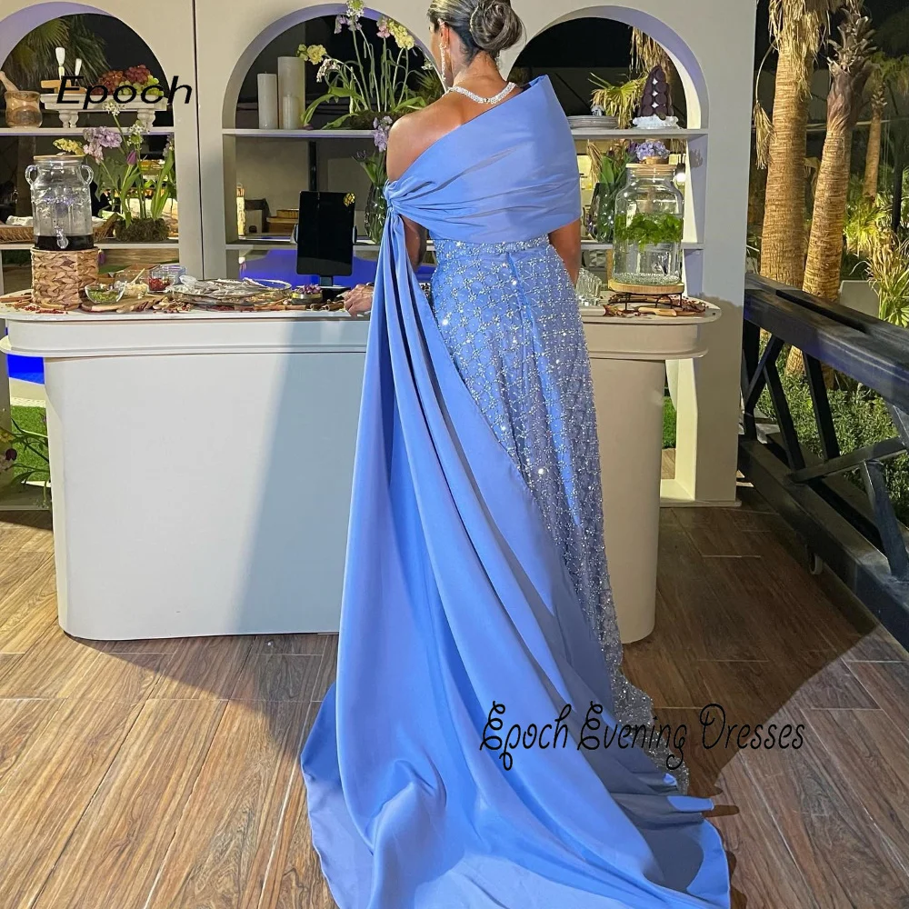 Epoch Long Evening Dress فساتين مناسبة رسمية One-Shoulder Elegant Sequined Formal Prom Gown With Shawl For Noble Women 2024