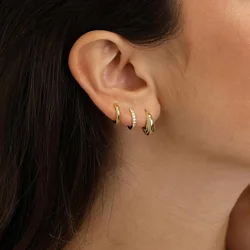 6pcs/set Stainless Steel Minimalist Hoop Earrings for Women Crystal Zirconia Huggie Circle Punk Earrings Piercing Jewelry Trendy