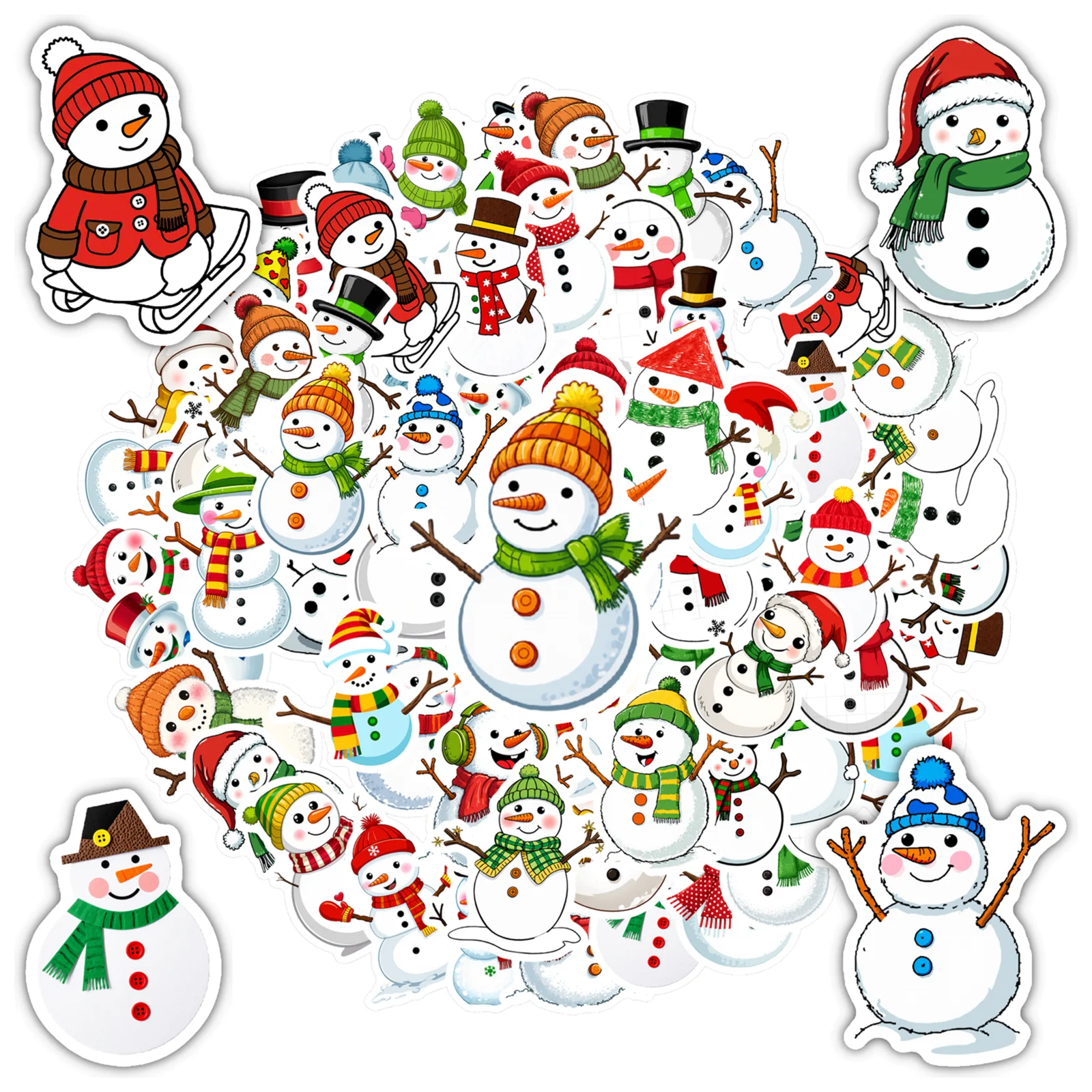 30-50PCS Kawaii Cartoon Christmas Art Aesthetic Stickers Pack for Kids Toy Diary Laptop Scrapbook Decoration Graffiti Sticker