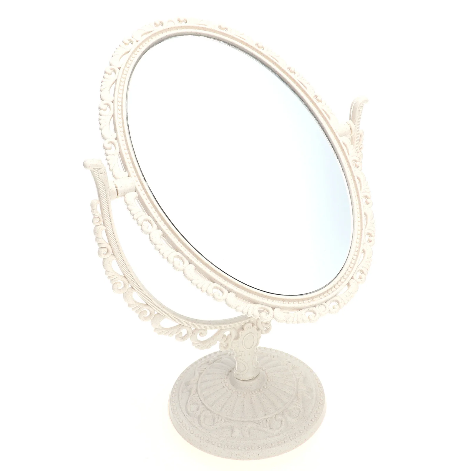 Double-Side Makeup Mirror Vintage Oval Desktop Tabletop Mirror for Bedroom Vanity Use Elegant Desktop Decoration