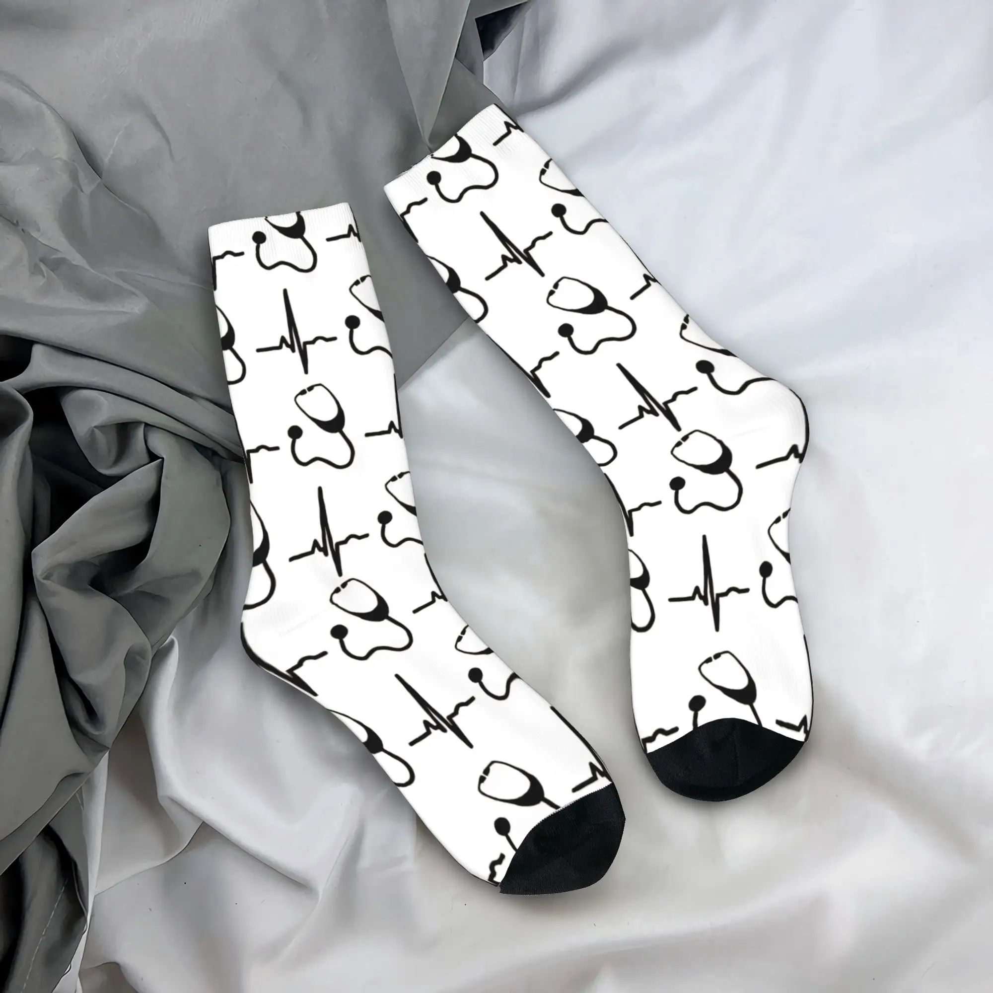 

Stethoscope And ECGEKG Socks Medical Non-Slip Stockings Men Breathable Running Sports Socks Winter Leisure Custom Socks