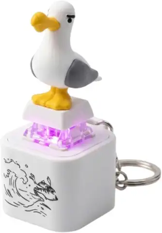 Seagull Mine Keychain,Button with Sound Rechargeable Keyboard Clicker Fidget Toys Stress Relief Noise Maker Animal Keycaps