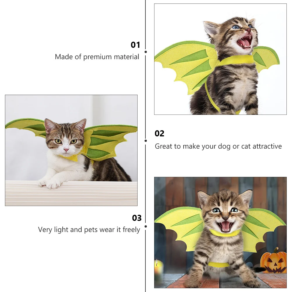 

1Pcs Pet Halloween Dinosaur Wing Costume Soft Secure Fit for Cats Small Dogs Creative Party Festival Look Pet Halloween Costume