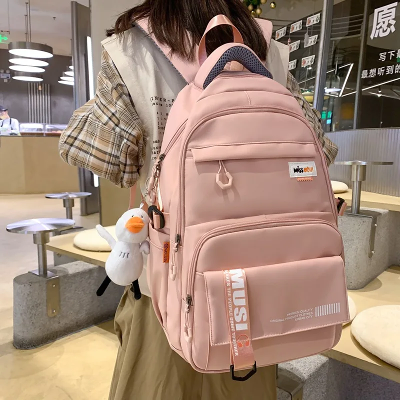 

Japanese Nylon Schoolbag Solid Casual Shoulders Backpack Large Capacity Waterproof Travel Backpack Campus Girls Student Book Bag