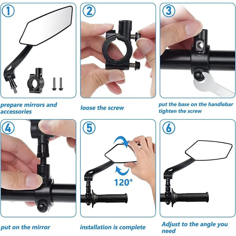

Safe 360° Rotatable Bike Mirror Foldable Accessories Bicycle Mirrors Adjustable Durable Bike Wide Range