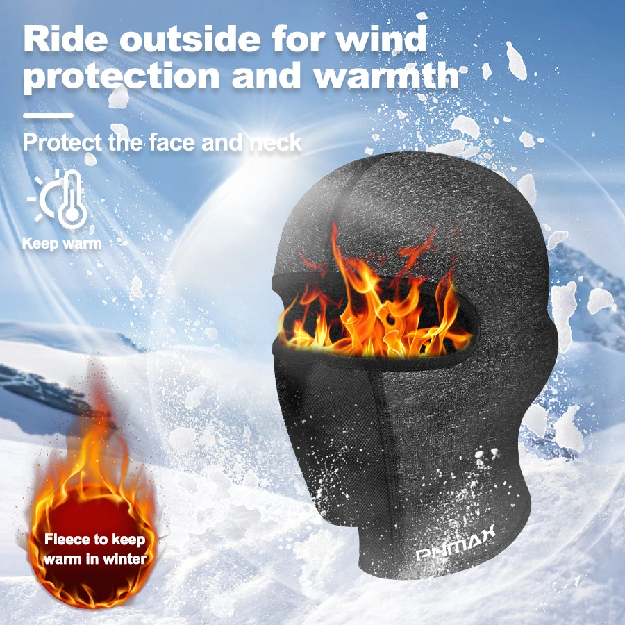 PHMAX Winter Cycling Balaclava Windproof Thermal Motorcycle Full Face Mask Helmet Liner for Skiing Hiking Outdoor Sports