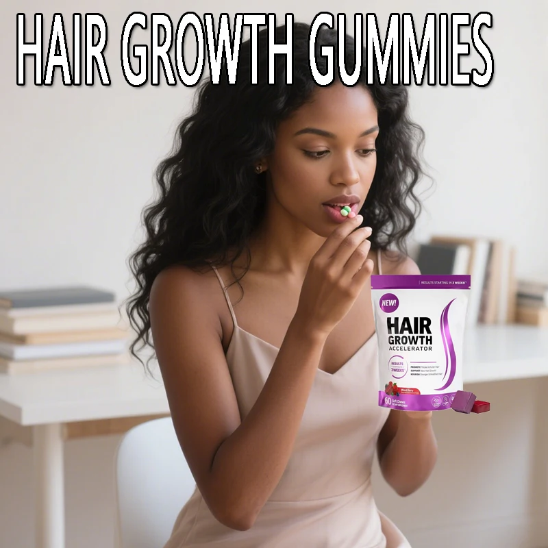 

1 bottle of hair growth gummies to improve hair quality supplement vitamins and nutrients regulate metabolism
