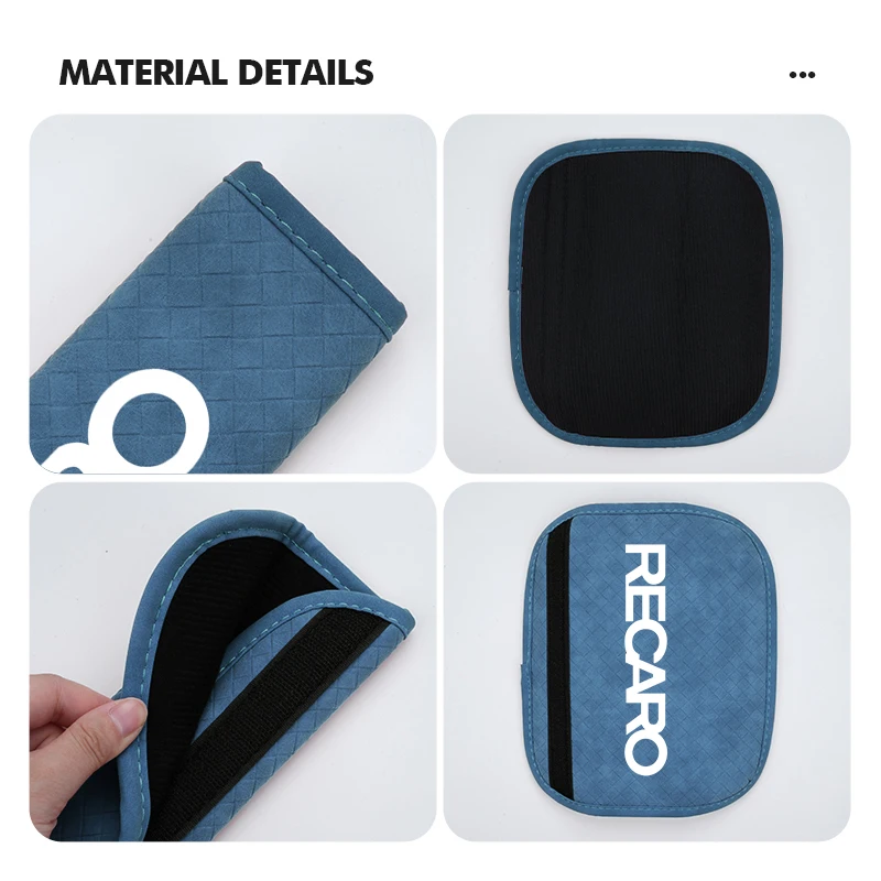 Car Seat Belt Covers Soft Leather Shoulder Pad Backpack Straps For Recaro view 2