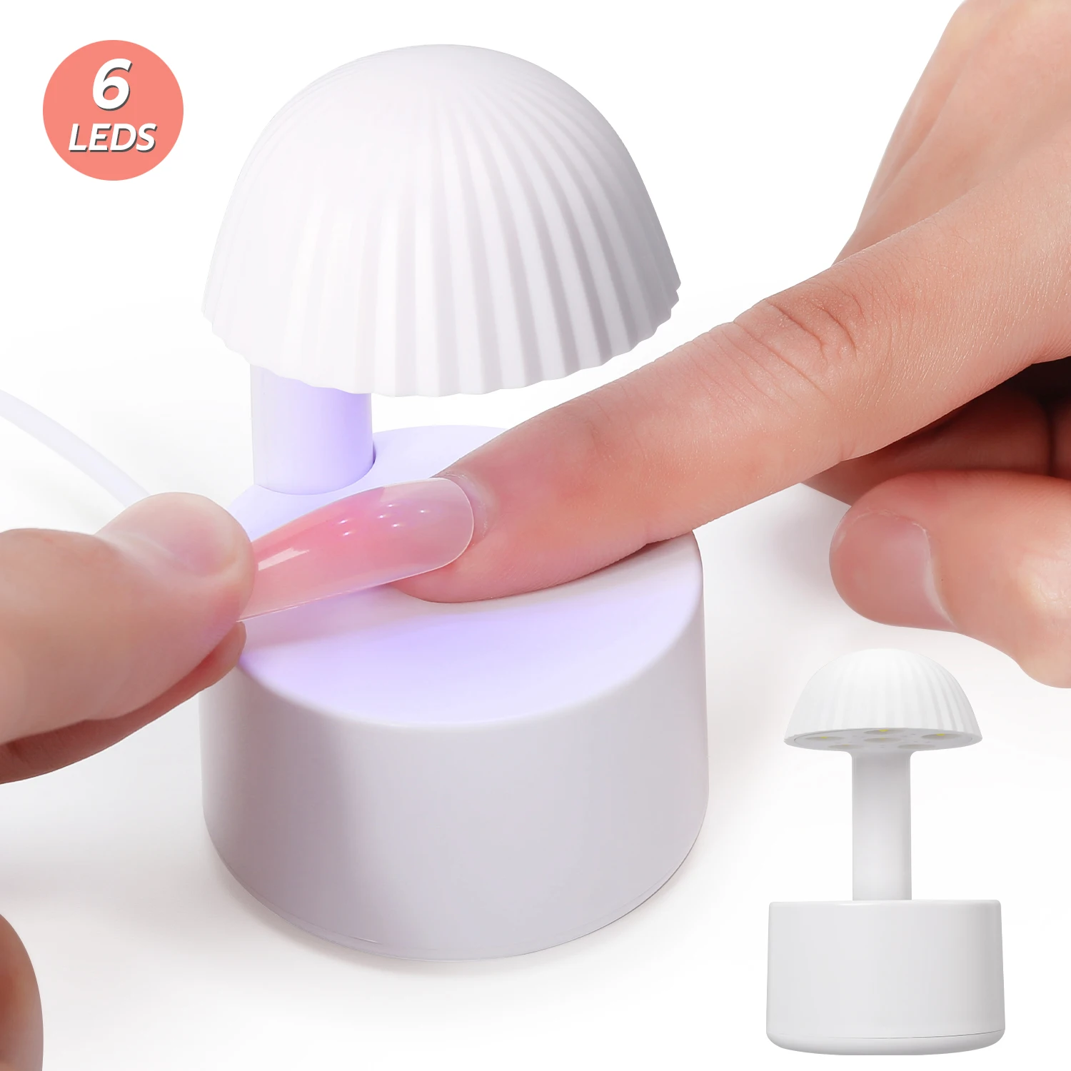 Mini UV LED Nail Lamp 6 LEDs Nail Dryer Type-C Charging Portable Manicure Lamp with Smart Induction Nail Art Tools