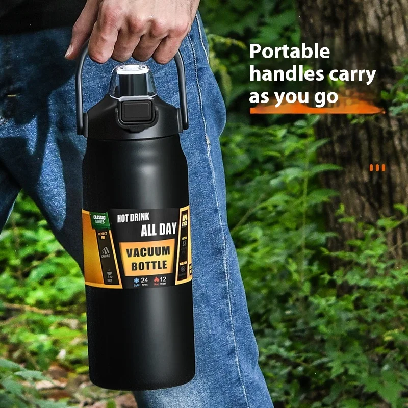 Thermal Water Bottle Stainless Steel Portable Flask Keep Cold Hot  Water Tea Coffee Insulated Thermos Bottle With Straw