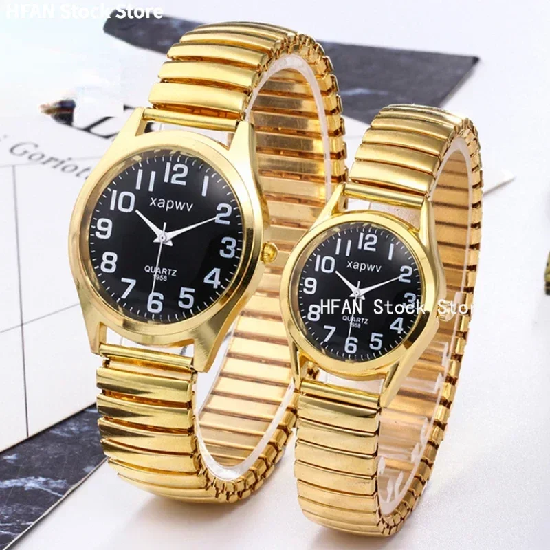 Fashion Women Men Watch Flexible Elastic Band Quartz Wrist Watch Black Dial Steel Strap Couple Watch Gift