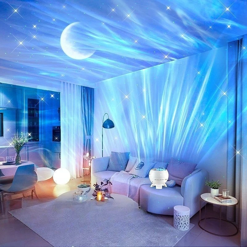 Northern Lights starry sky projection night light, romantic bedroom atmosphere, emotional tone birthday gift